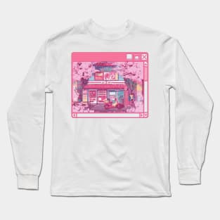 The aesthetic Tokyo street with vending machines and a grocery store Long Sleeve T-Shirt